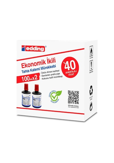 Edding Legamaster 100 ML Tahta Kalemi Mürekkebi 2'li Paket Kırmızı