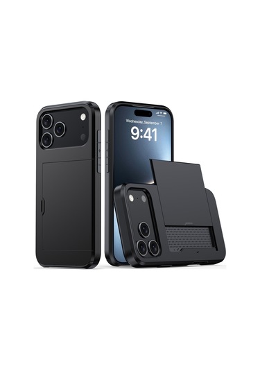 Snapbuy, İphone Uyumlu İçin Kredi Kartı Bölmesi Olan Cüzdan Kılıfı  İphone Uyumlu 16e Siyah