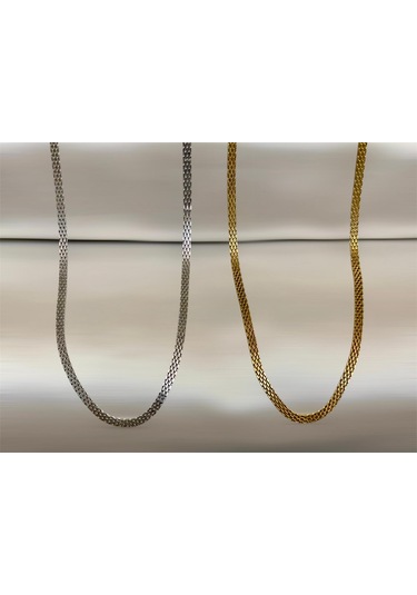 Gold Hasır Örme Çelik Zincir Erkek Kolye 65 Cm 5mm Gold