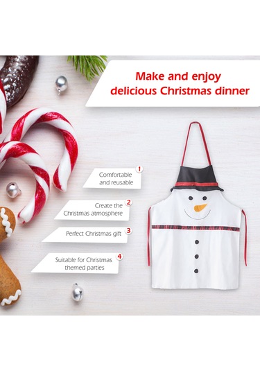 Springsun Noel Önlüğü Kadınlar İçin - Kar Taneli Desenli Mutfak Önlüğü  Seçeneği Beyaz
