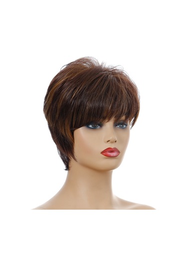 Cbtx Wıg-155 Kadınlar Kısa Kıvırcık Peruk Yüksek Sıcaklık İpek Elyaf Başlık Kahverengi