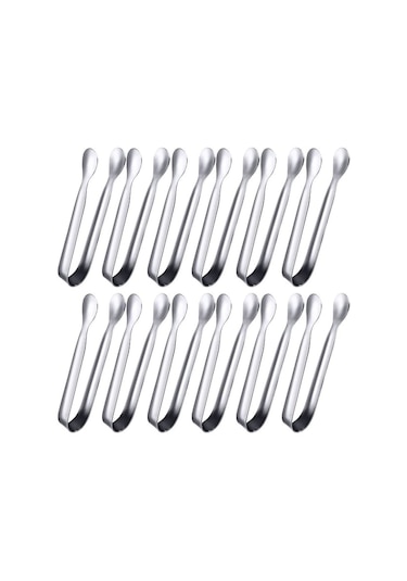 Paslanmaz Çelik Mini Maşa 12'li Paket Buz Şeker Servis Maşası B