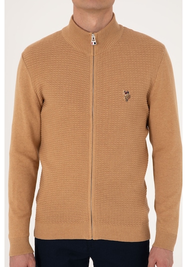 U.s. Polo Assn. Erkek Camel Melanj Hırka Triko 50288871-vr122 Camel Melanj