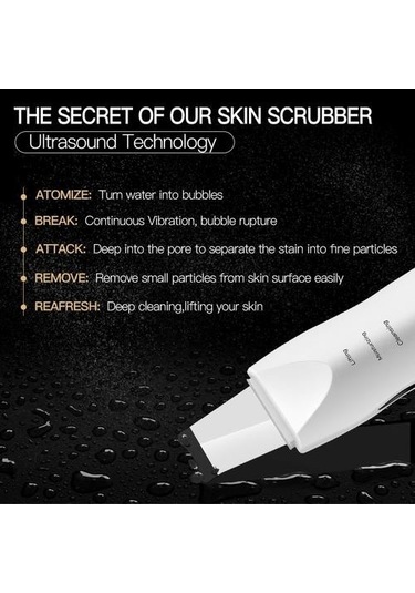 Ultrasonik Cilt Scrubber Derin Soyma Kürek Yüz Gözenek Temizleyici Yüz Cilt Scrubber Asansör Makinesi Yüz Temizleme Makinesi Cilt Scrubber Hztps3 Beyaz
