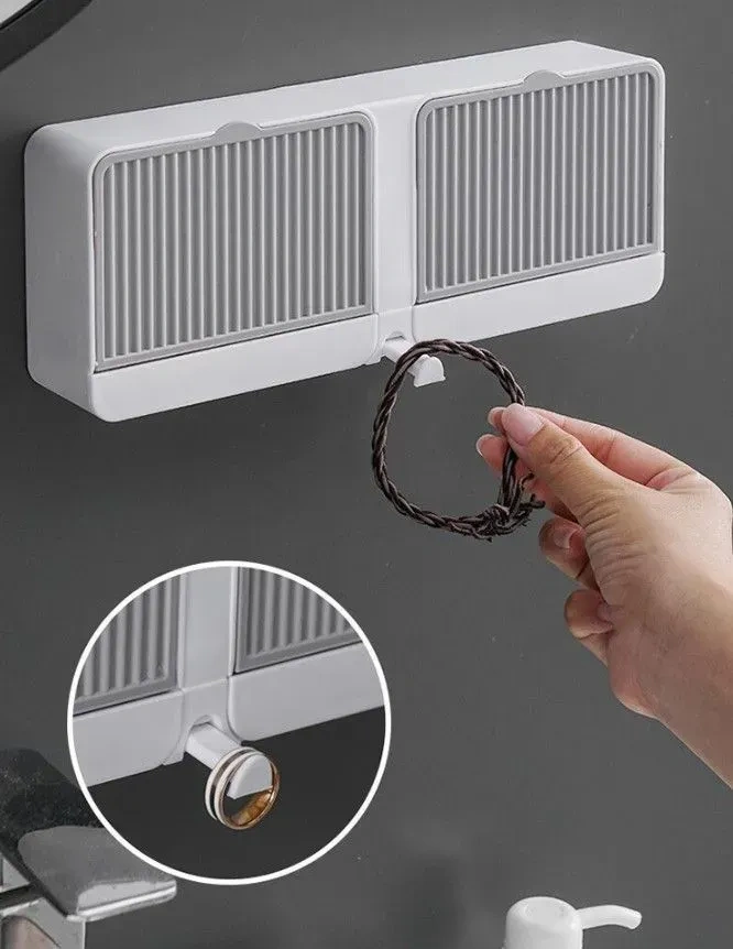 Konesam Duvar Montlu Sabunluk, Beyaz, İki Bölmeli, Deliksiz, Otomatik Sulama Çıkaran, Plastik, Banyo Ve Mutfak Uygun Beyaz