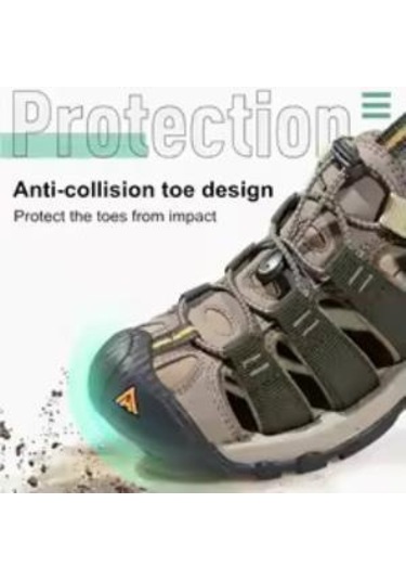 Humtto 710445a Burnu Kapalı İthal Trekking Erkek Sandalet Haki