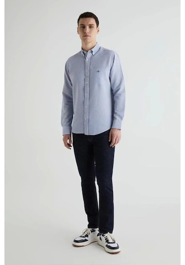 Gant Erkek Mavi Regular Fit Klasik Yaka Çizgili Gömlek-14901