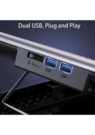 Oyun Dizüstü Bilgisayar Soğutucu Sessiz Fan Metal Dizüstü Bilgisayar Soğutma Pedleri Port Ayarlanabilir Not Defter Stand 12-16 İnç Dizüstü Bilgisayar