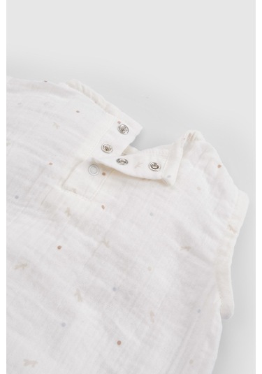 Organik Pamuk Müslin Ekru Bebek Kolsuz Zıbın Ekru