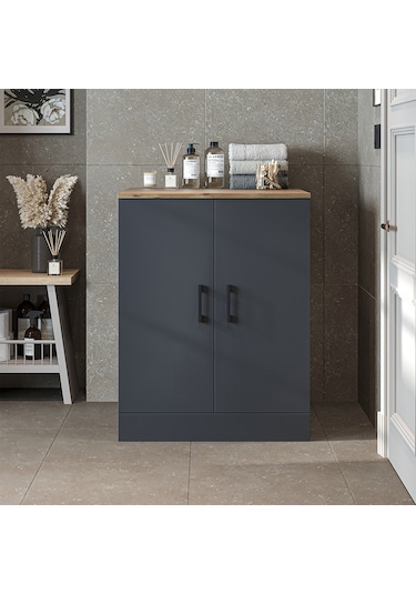 Çamaşır Kurutma Makinesi Alt Dolabı Kapaklı Banyo Alt Dolap Antrasit - Atlantik Çam Çamaşır Kurutma Makinesi Alt Dolabı Kapaklı Banyo Alt Dolap Antrasit - Atlantik Çam