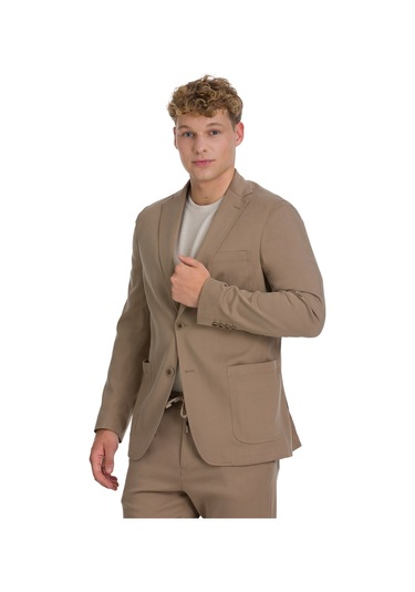 Vizon Regular Fit Mono Yaka Pamuklu Takım Elbise 34354 Vizon