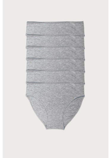 Malabadi Kadın Gri 6 Lı Paket Modal Dar Kalıp Ara Bel Slip Külot 187 Gri