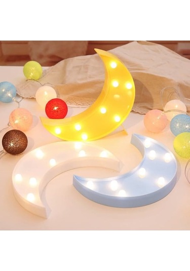 Dekoratif Led Ay Gece Lambası Beyaz