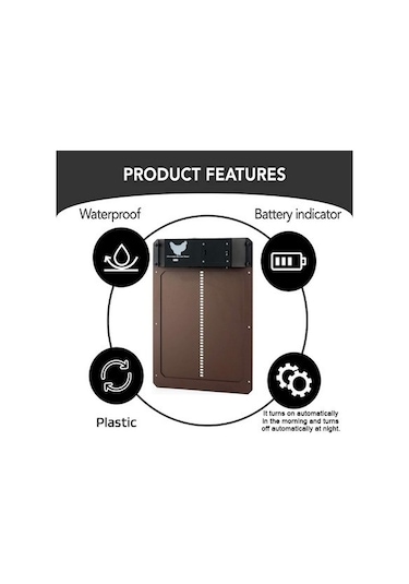 Ximistore9 Işık Sensörlü Otomatik Tavuk Kafesi Kapısı - Yağmur Dayanıklı, Akıllı Açma-kapama, Kahverengi Logo'lu, Pil Hariç