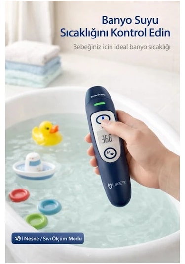 Uker Smarttemp Pro Temassız Termometre 4 Ü 1 Arada Kulak Alın Ateş Ölçer Renkli Uyarı
