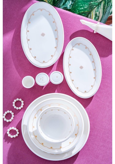 Paradise 12 Kişilik 54 Parça Porselen Yemek Takımı Beyaz