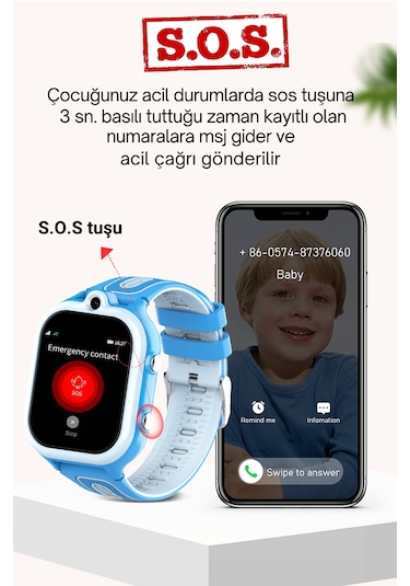 Wonlex KT29 4G Android Sim Kartlı Çocuk Takip Saati (Distribütör Garantili)