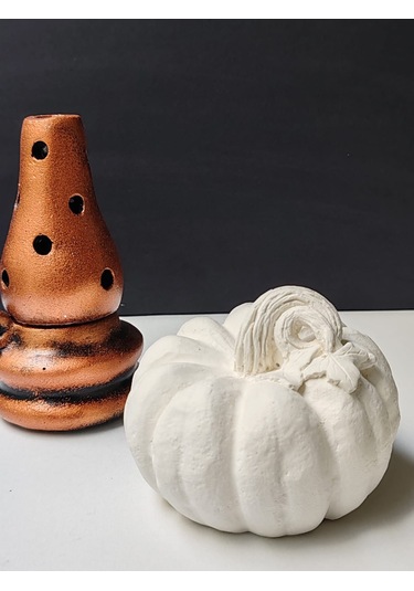 Dekoratif Balkabağı Orta Boy, Ham Beyaz El Yapımı, Ev Dekoru, Masa Dekoru, Obje, Biblo