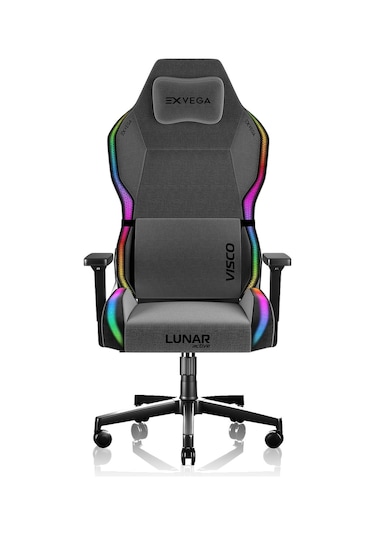 Exvega Lunar Active 2024 Dokuma Kumaş Hoparlörlü Ve Masajlı Argb Profesyonel Oyuncu Koltuğu Gri