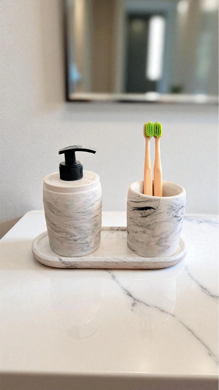 Marble Serisi Beton Banyo Seti Gri