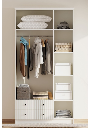 Rabi Mobilya İrem Country 3 Kapak 2 Çekmeceli Mega Gardırop