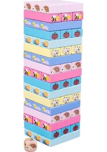 Ahşap Renkli 51 Parça Jenga