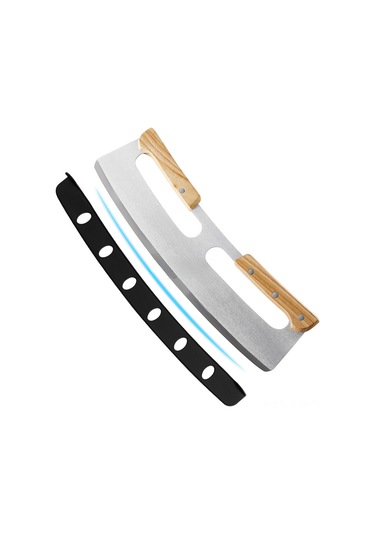 Youmex Çift Kollü Ahşap Saplı Yarıçaplı Pizza Dilimi, Paslanmaz Çelik Bıçak Ve Korumalı Kılıf İle Verimli Kesim Diğer