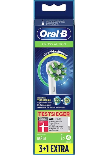 Oral-B Cross Action Clean Maximizer 3+1 Yedek Fırça Başlığı Beyaz