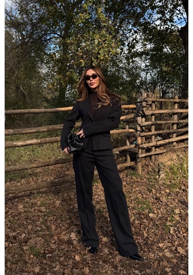 Siyah Tek Düğmeli Ceket Pantolon Takım - 9480 Siyah