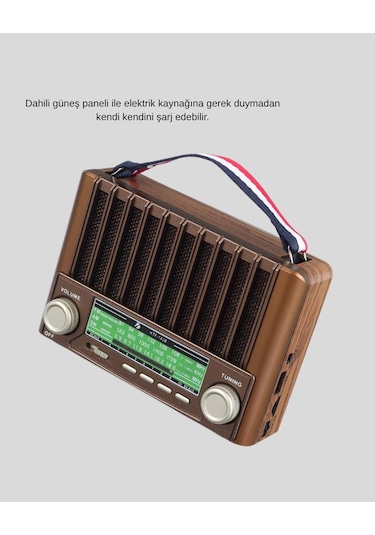 Solar Hoparlör Bluetooth Fm Am Sw Radyo Çok Fonksiyonlu Şarjlı