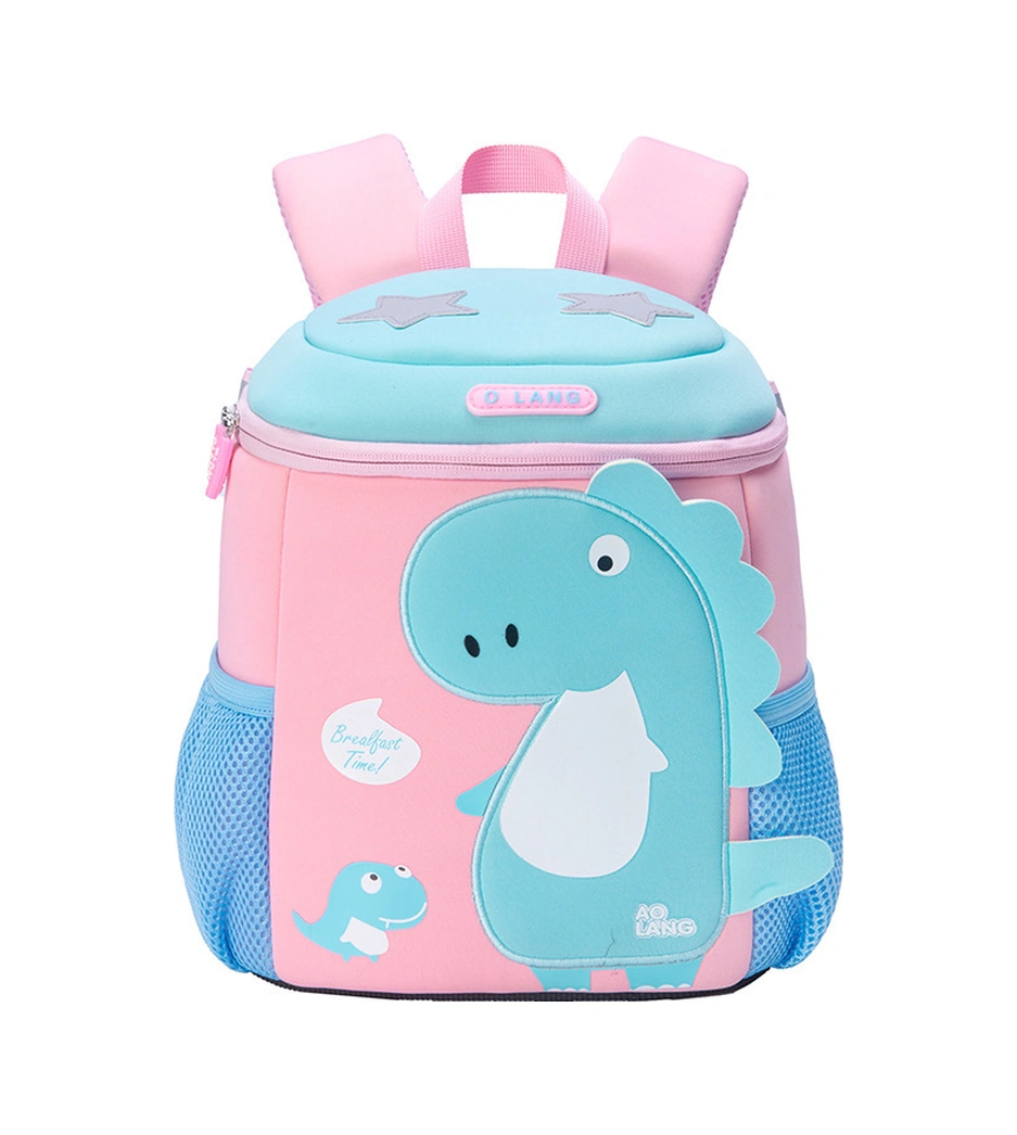 Padalink Küçük Çocuklar İçin Toksik Olmayan, Dayanıklı, Hafif Dinozor Desenli Okul Çantası - Mavi Büyük Boy 1-6 Yaş Çok Renkli