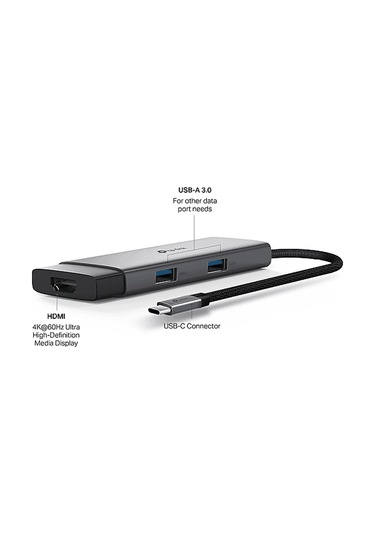Tp-lınk Uh5020c Type C Port 5'i Bir Arada Usb-c Hub Gri