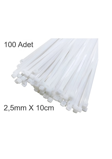 Beyaz Plastik Cırt Kelepçe 2.5x10cm Kablo Bağı Elektrik Kablosu 1
