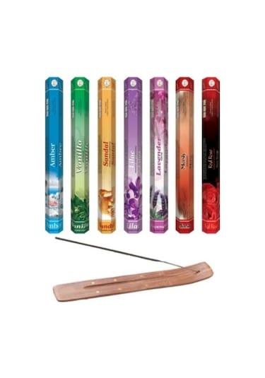 Flute Karışık Tütsü 7 x 20'li + Ahşap Tütsü Kayığı