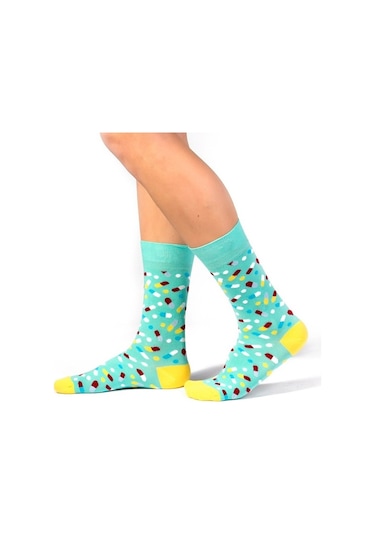 6'lı Organik Pamuklu Dikişsiz Erkek Çok Renkli Desenli Çorap (448387656) Yeşil