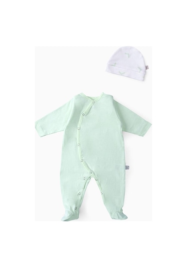 Boumini Bebek Patikli Tulum Şapka Set Mint Mint