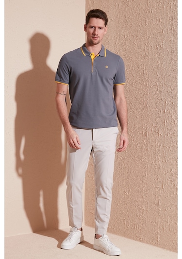 Buratti % 100 Pamuk Düğmeli Regular Fit Erkek Polo Yaka T Shirt 5902118 Antrasit