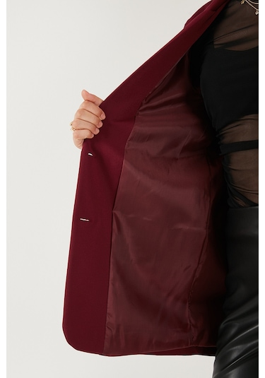 Lela Relaxed Fit Mono Yaka Cepli Blazer Bayan Ceket 611Bc00132 Bordo