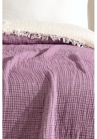 Varol 5 Katlı %100 Pamuk Müslin Yatak Örtüsü 230x240 Cm Mor/cıftkısılık Mor