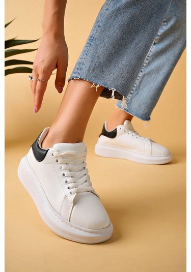 Luis A Costa Lc101 Beyaz Arka Siyah Bağcıklı Kadın Ayakkabı Renkli