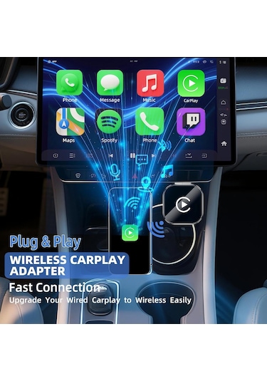 Gajeena 2025 Yeni Sürüm Mini Kablosuz Carplay & Android Auto Adaptörü - Usb/type-c - Hızlı Bağlantı - Ultra Kompakt Tasarım - Gümüş