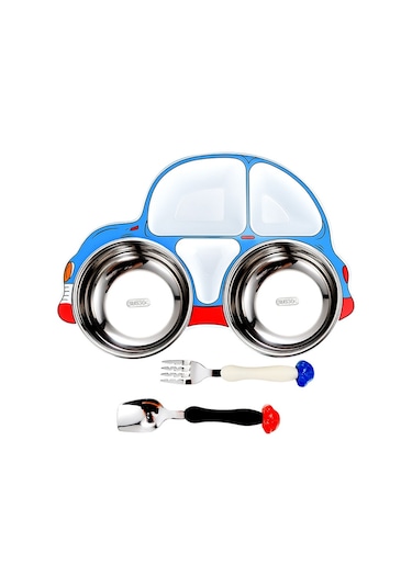 Sones 304 Paslanmaz Çelik Çocuk Araba Yemek Tabağı, Stil: Mavi Çıkarılabilir Ve Yıkanabilir