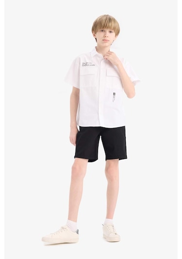 DeFacto Erkek Çocuk Cepli Basic Düz Gabardin Şort C2955A825SMBK27