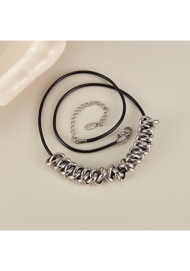 Sones Opk Gx2423 Kişiselleştirilmiş Deri Halat Paslanmaz Çelik Yüzük Kolye Ucu Aksesuarları