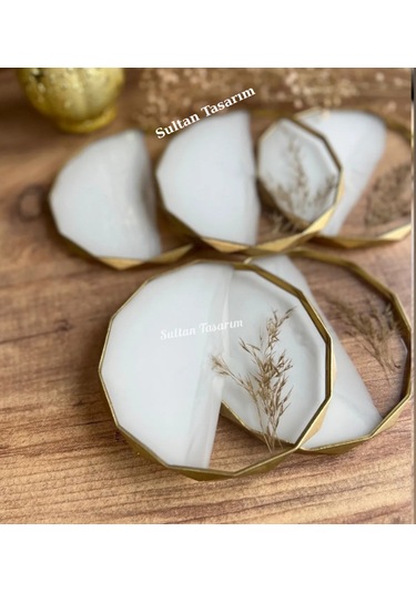 4 Lü Epoksi Bardak Altlığı - 118 Beyaz