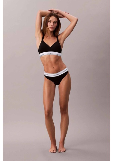 Kadın Logo Bantlı String Külot - Siyah Black