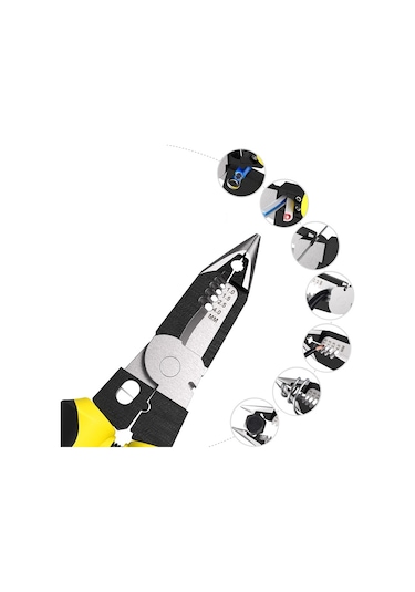 7'si 1 Arada Çok Fonksiyonlu Tel Striptizci Elektrikçi Manuel Alet Siyah Sarı