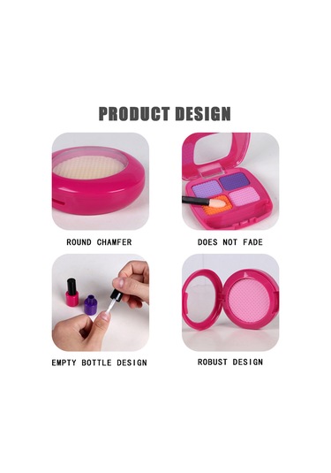 Geekyou Kız Çocukları İçin 16 Parça Unicorn Figürlü Sahte Makyaj Seti - Abs Malzeme İle Dekoratif Çanta İçerir Çok Renkli