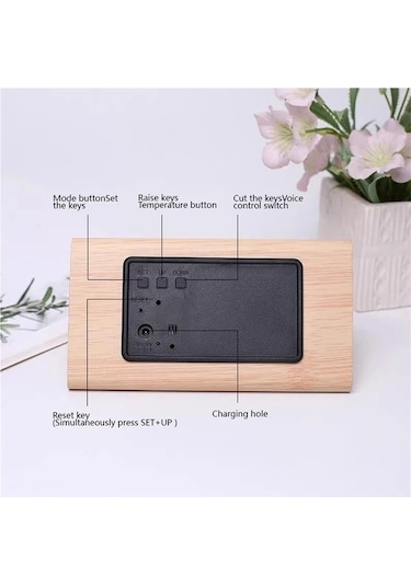 Trendooze Usb/aaa Sıcaklık Ses Saat Saat Led Kontrolü Dijital Cb Çalar Ahşap Eu