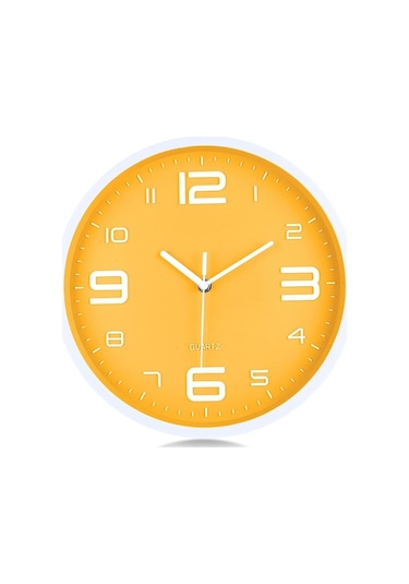 Primepickings Modern Limon Sarı Duvar Saati 10 Inç Sessiz Sigara Geçiyor Kuvars Saatler Oturma Odası Mutfak A